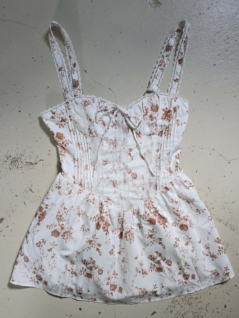 Tic Toc L.A. Floral Corset Bodice Mini Tulle Dress Size Large